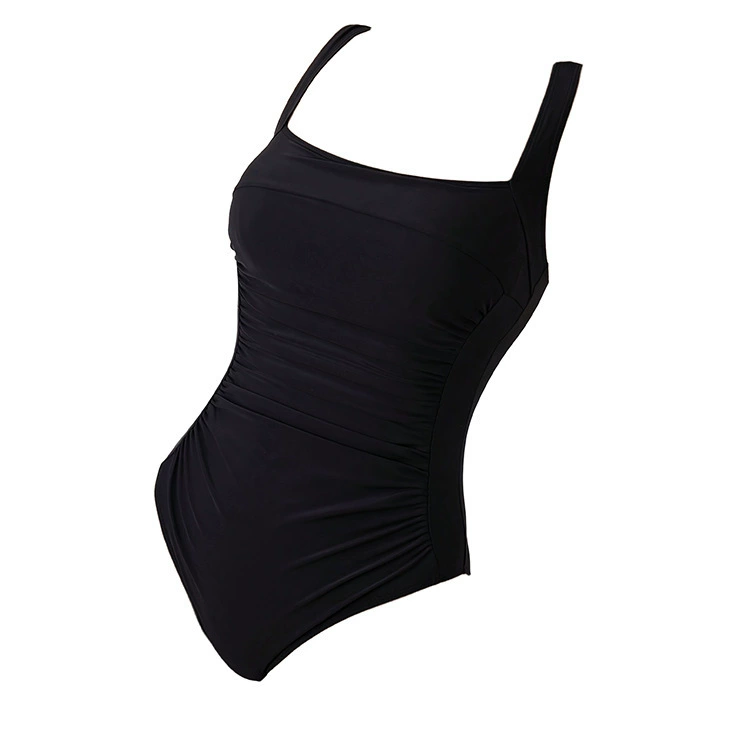 Square Neck Ruched One-Piece Swimsuit with Wide Straps view 4