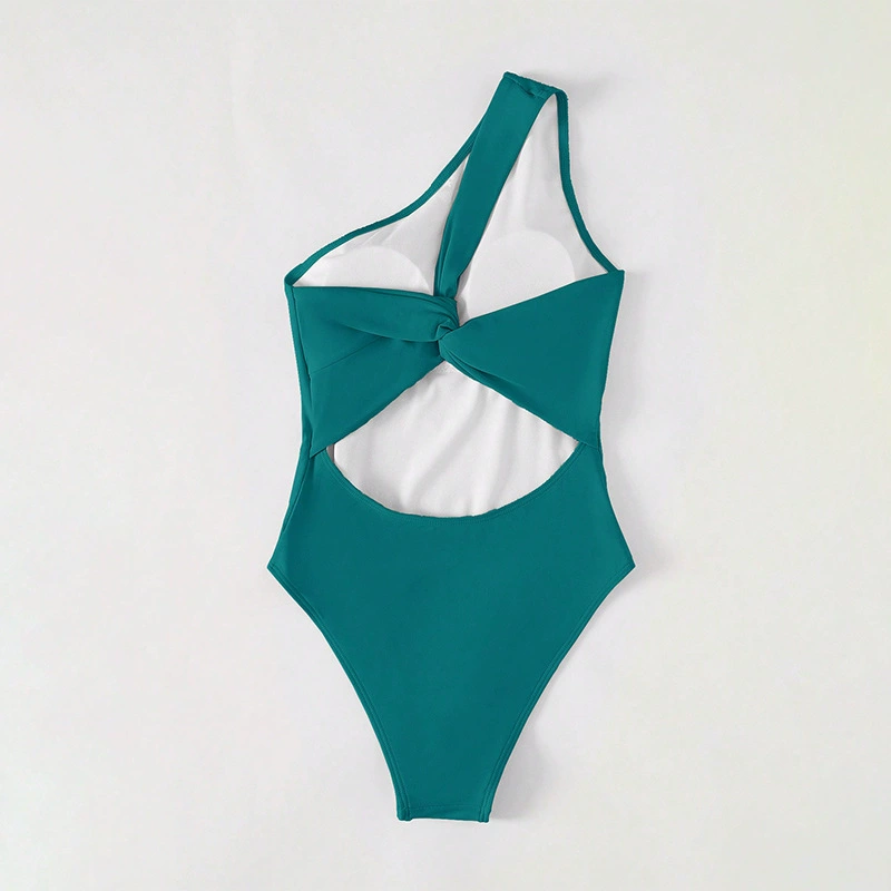 One-Shoulder One-Piece Swimsuit with Twisted Back view 4