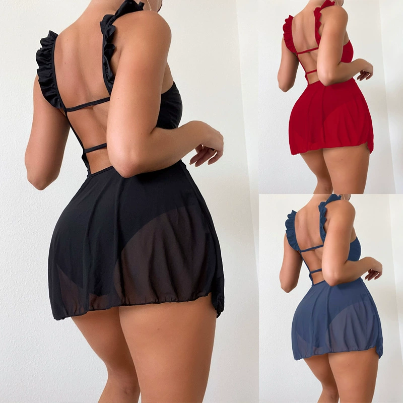 Ruffled Strap Skirted One-Piece Swimsuit
