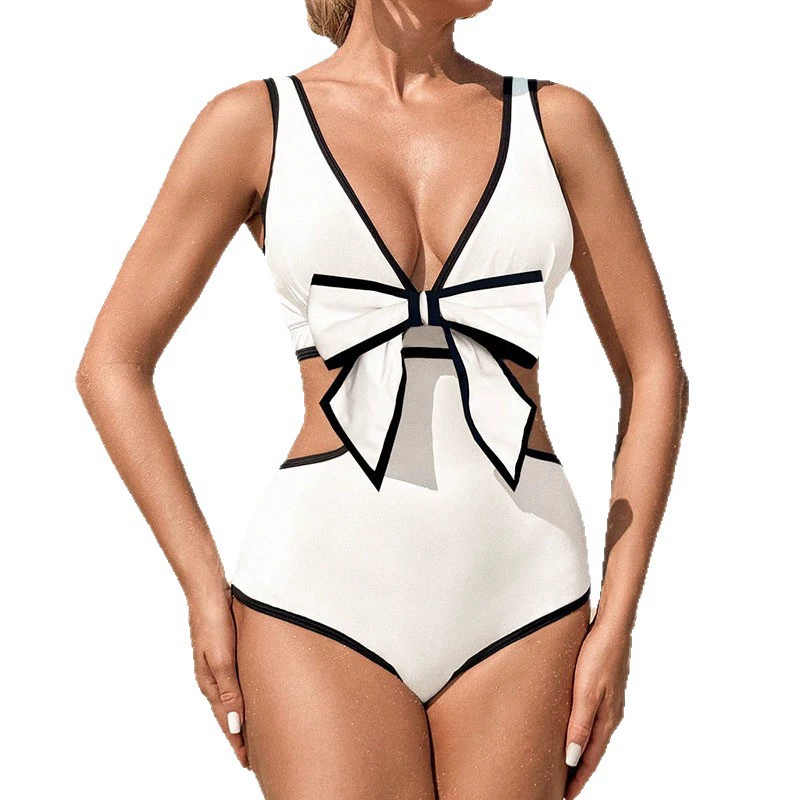 Women's Plunge V-Neck One-Piece Swimsuit with Waist Cutouts view 5