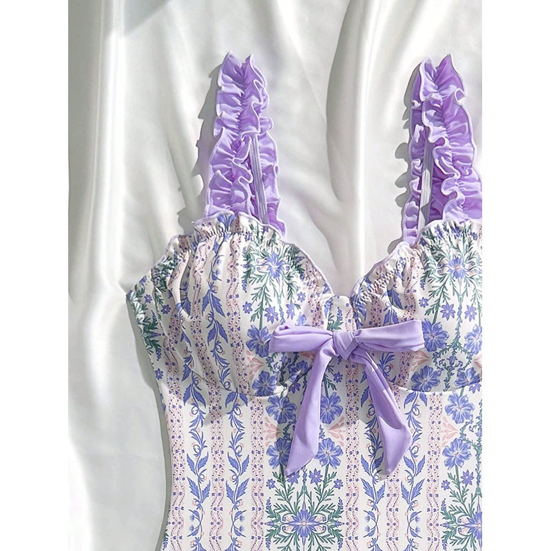 Ruffled Strap Sweetheart Neckline One-Piece Swimsuit view 5