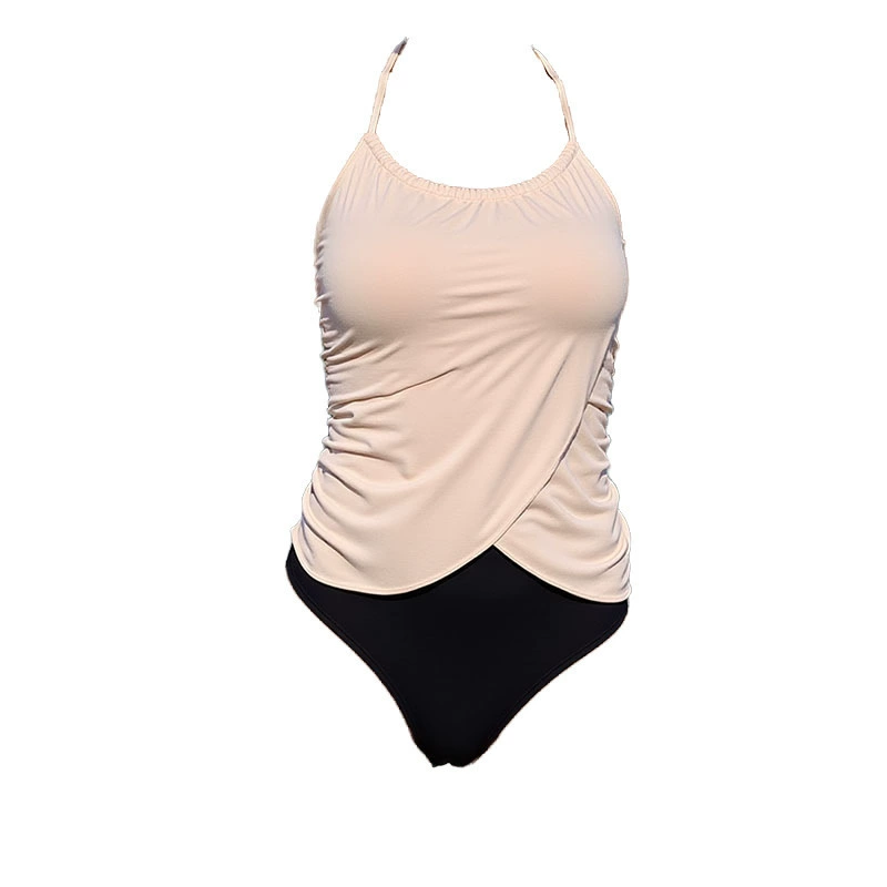 Ruched Halter Neck One-Piece Swimsuit with Asymmetric Hem view 5