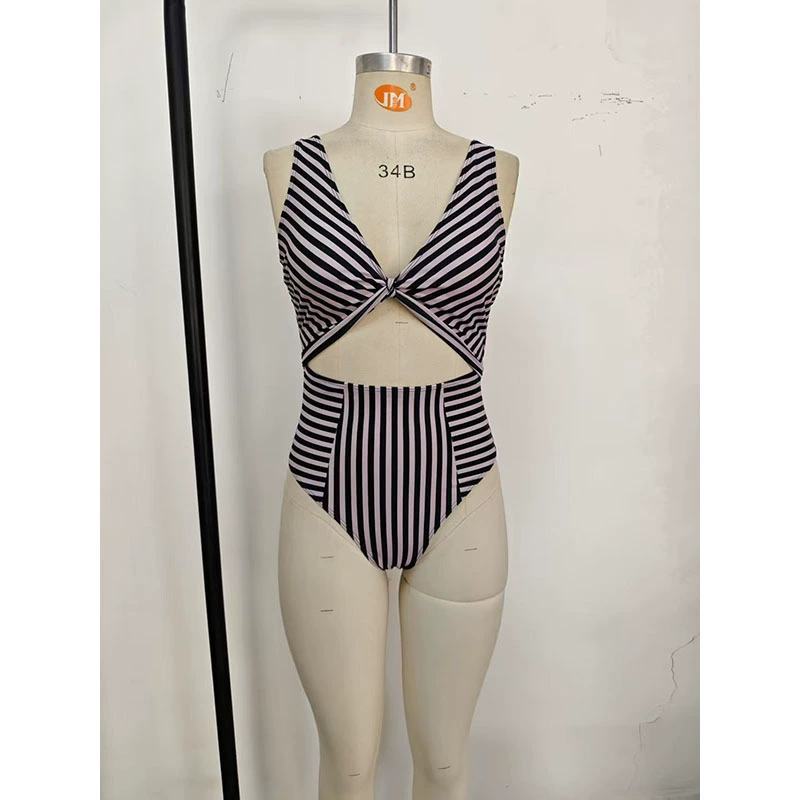 Women's Cutout One-Piece Swimsuit with Front Knot and Back Tie view 4