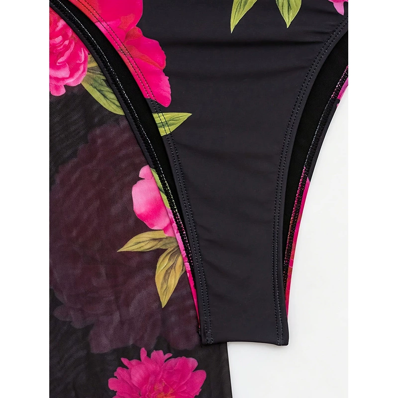 One-Piece Swimsuit with Skirt Cover-Up view 4