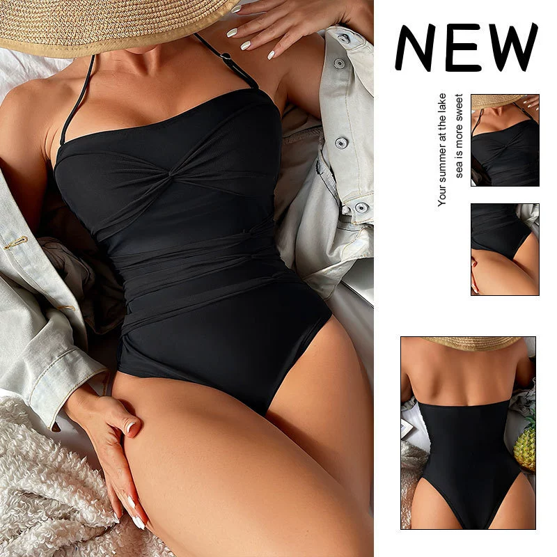 Twist Front One-Piece Swimsuit with Detachable Straps