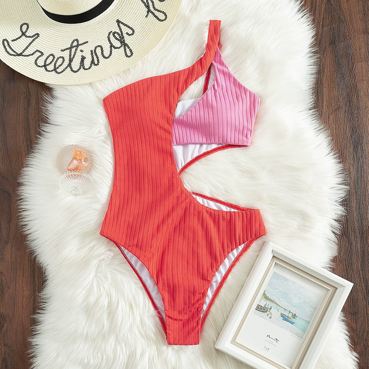 Asymmetrical One-Shoulder Cutout One-Piece Swimsuit