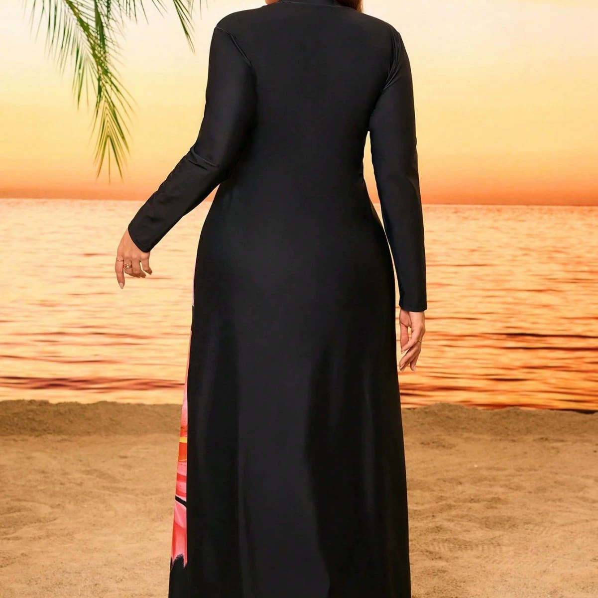 Long Sleeve Maxi Swim Dress view 3
