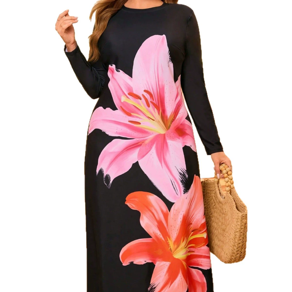Long Sleeve Maxi Swim Dress view 4