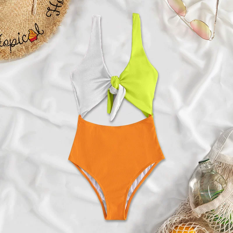 Women's Knotted Front Cutout One-Piece Swimsuit view 3
