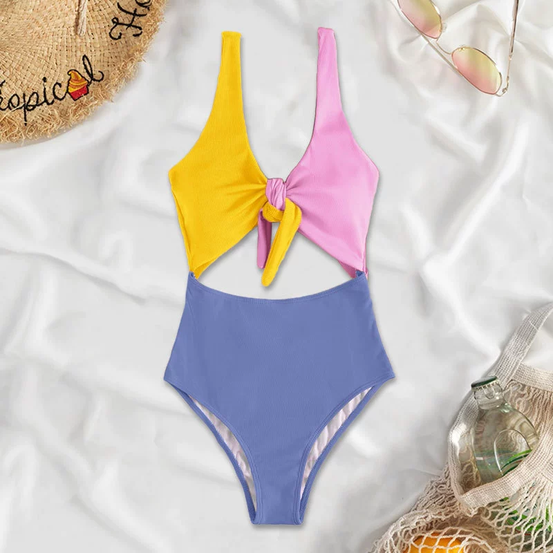 Women's Knotted Front Cutout One-Piece Swimsuit view 4