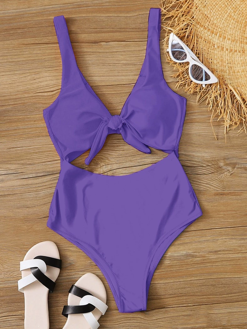 Women's Knotted Front Cutout One-Piece Swimsuit view 9