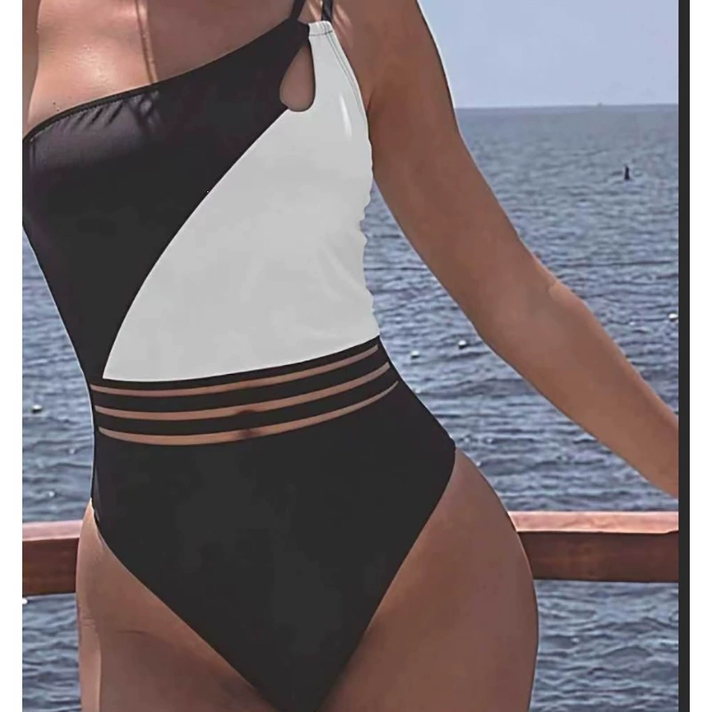 One-Shoulder Cutout Waist One-Piece Swimsuit view 4