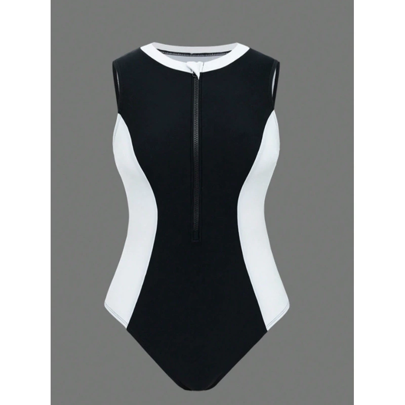One-Piece Swimsuit with Front Zipper and High Neck view 5