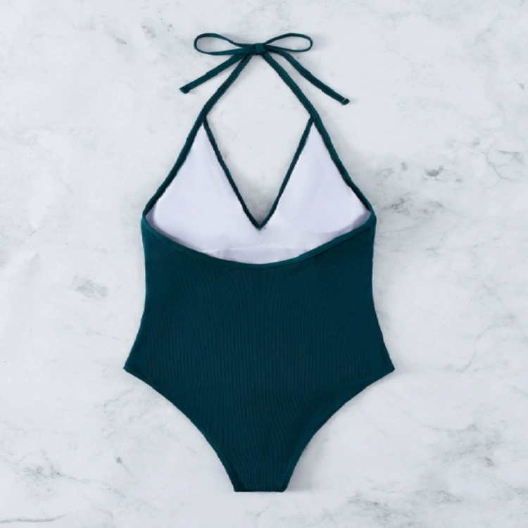 Women's Halter V-Neck One-Piece Swimsuit view 3