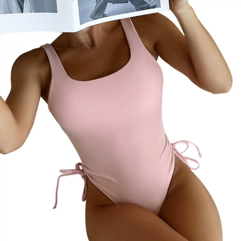 Scoop Neck One-Piece Swimsuit with Side Ties view 5
