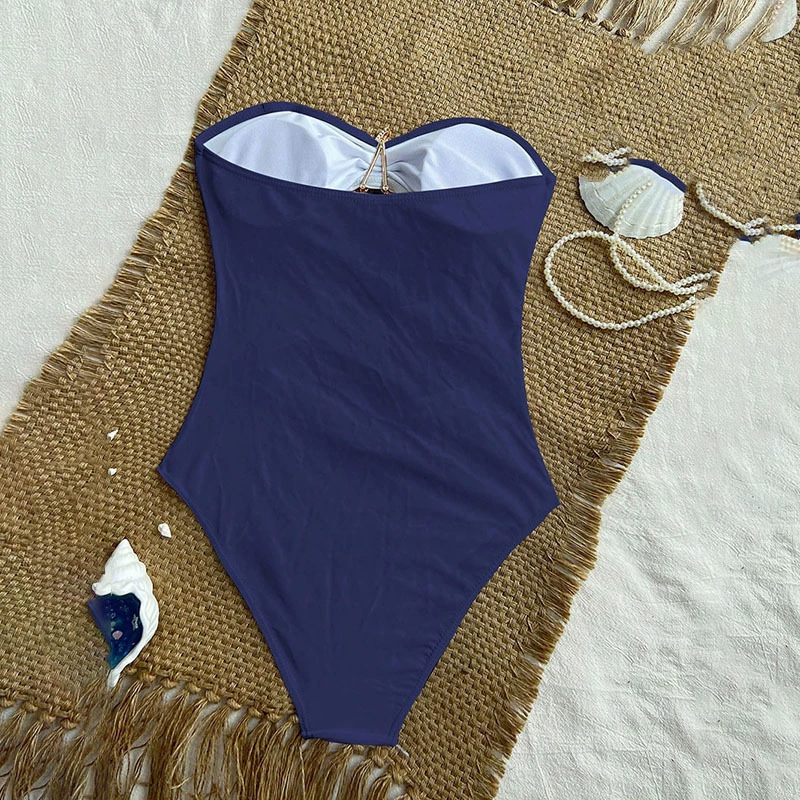 Strapless One-Piece Swimsuit with Cutout Details view 3