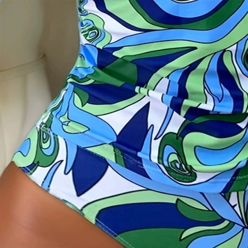 V-Neck Ruched One-Piece Swimsuit with Spaghetti Straps view 3