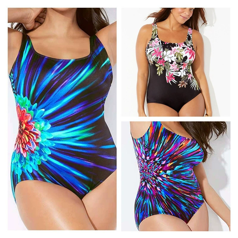 Women’s One-Piece Swimsuit with Wide Straps and Scoop Neckline