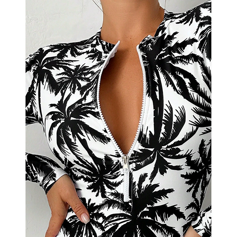Long Sleeve Front Zip One-Piece Swimsuit view 4