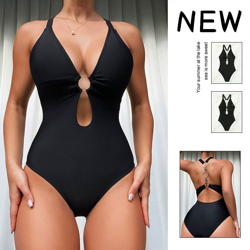 Halter Neck Cutout One-Piece Swimsuit