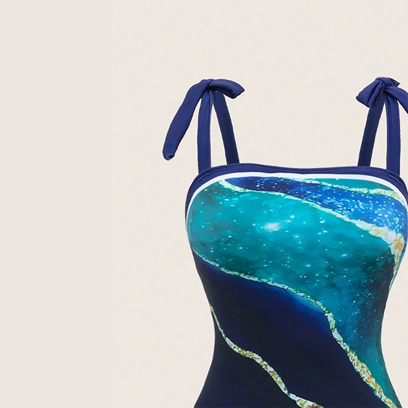 Two-Piece Swimsuit Set with Tie-Shoulder One-Piece and Sarong view 3