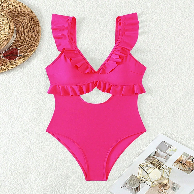 Ruffled Cutout Backless One-Piece Swimsuit view 4