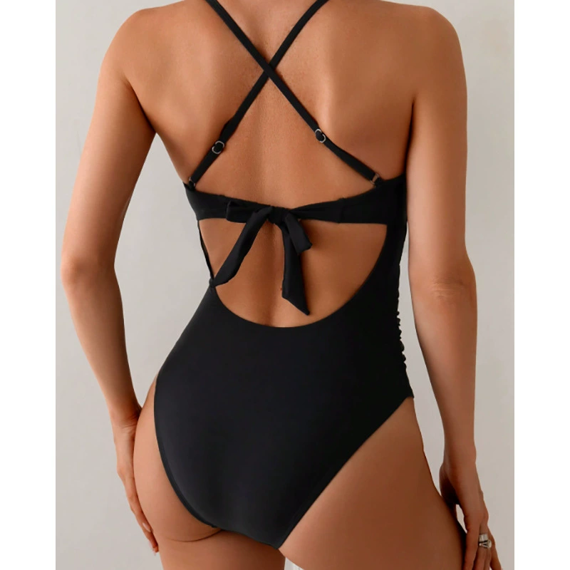 V-Neck Cross Back One-Piece Swimsuit view 4