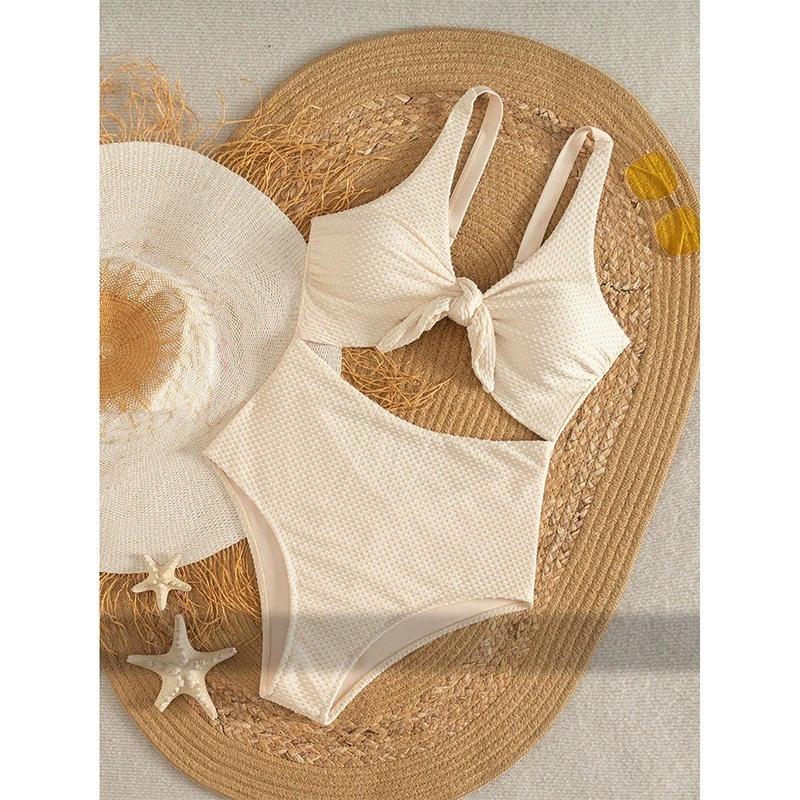 Knot Front Cutout One Piece Swimsuit