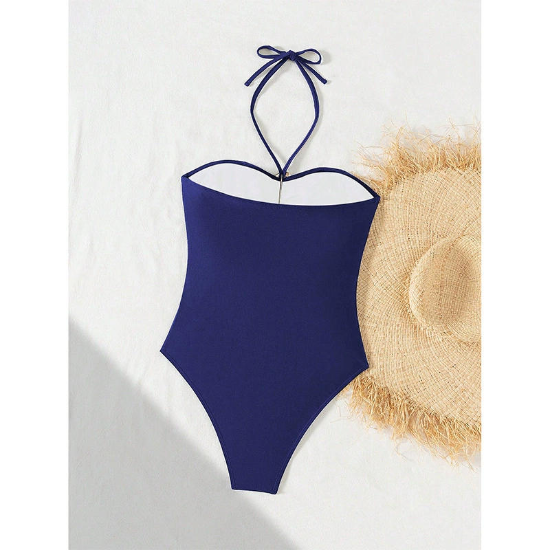 Halter Neck One-Piece Swimsuit with Ring Detail view 4