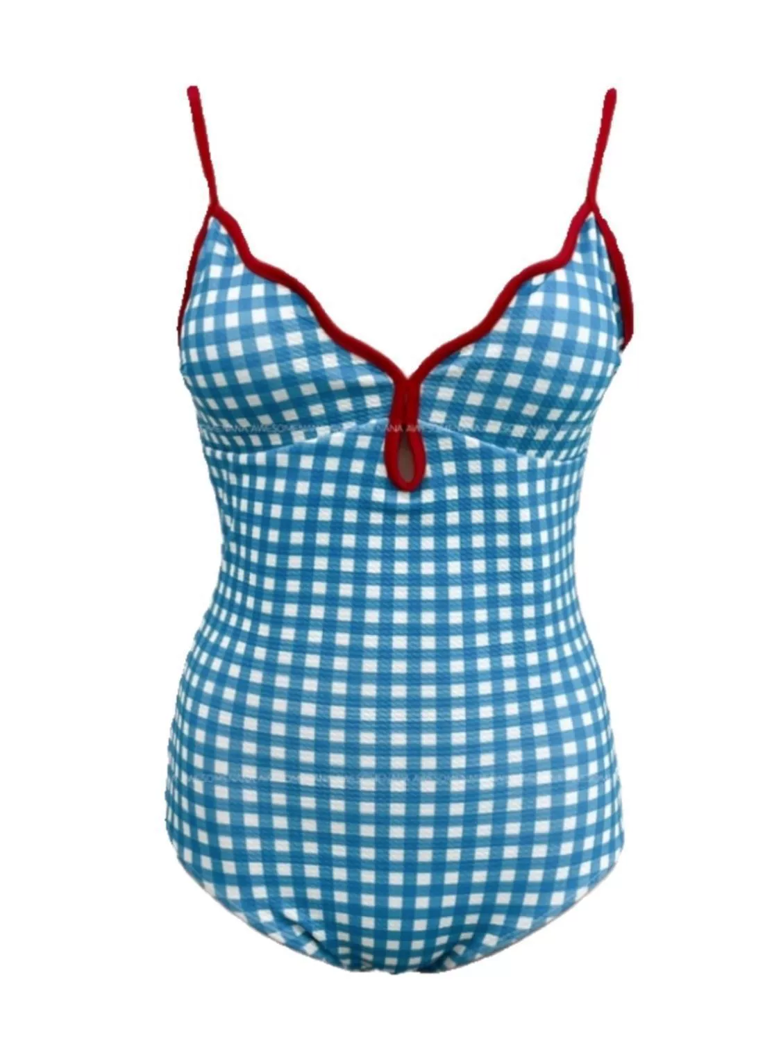 Women's Plunge V-Neck One-Piece Swimsuit with Spaghetti Straps and Back Tie view 5
