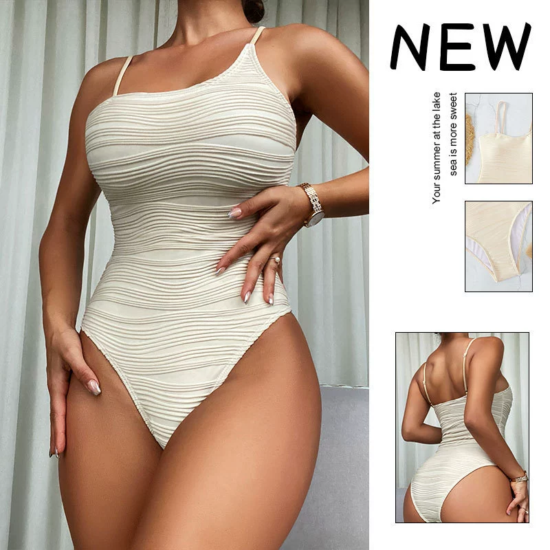 Women’s High Cut One-Piece Swimsuit with Adjustable Spaghetti Straps