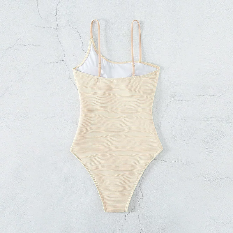 Women's High Cut One-Piece Swimsuit with Adjustable Spaghetti Straps view 4