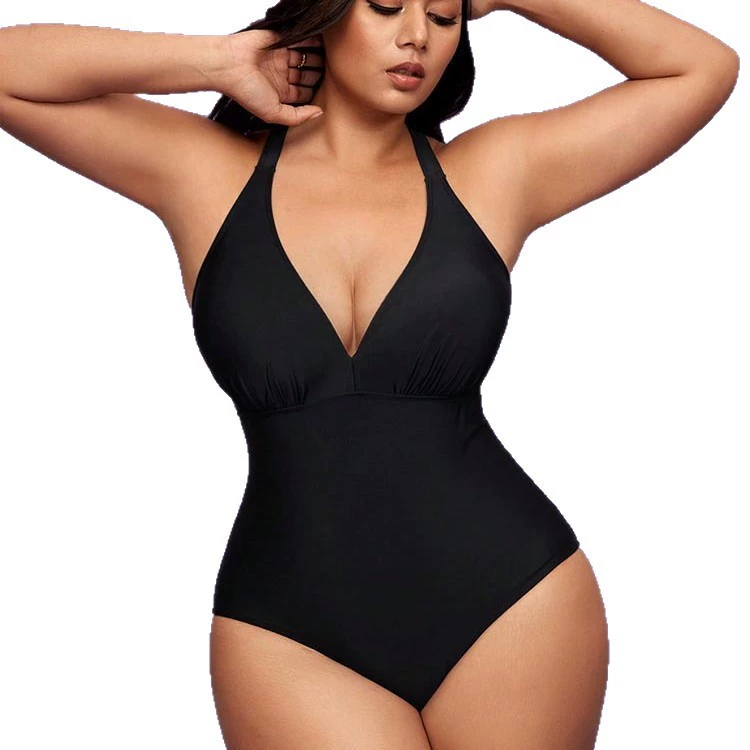 V-Neck One-Piece Swimsuit with Lace-Up Back view 5