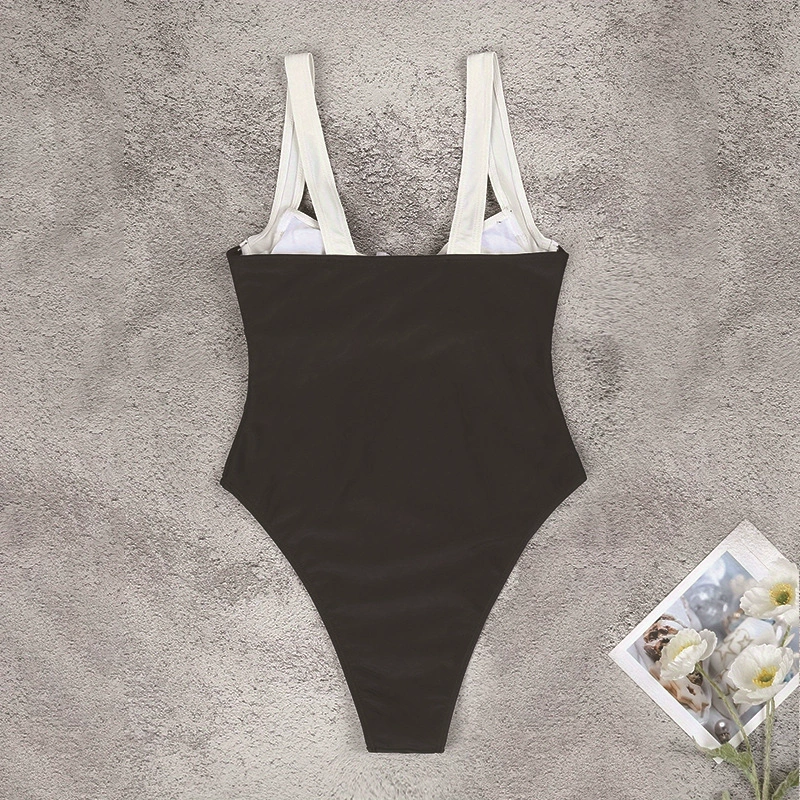 One-Piece Swimsuit with V-Neck and Adjustable Straps view 4