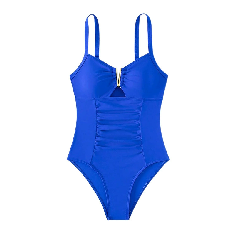 Ruched One-Piece Swimsuit with V-Neck and Cutout view 4