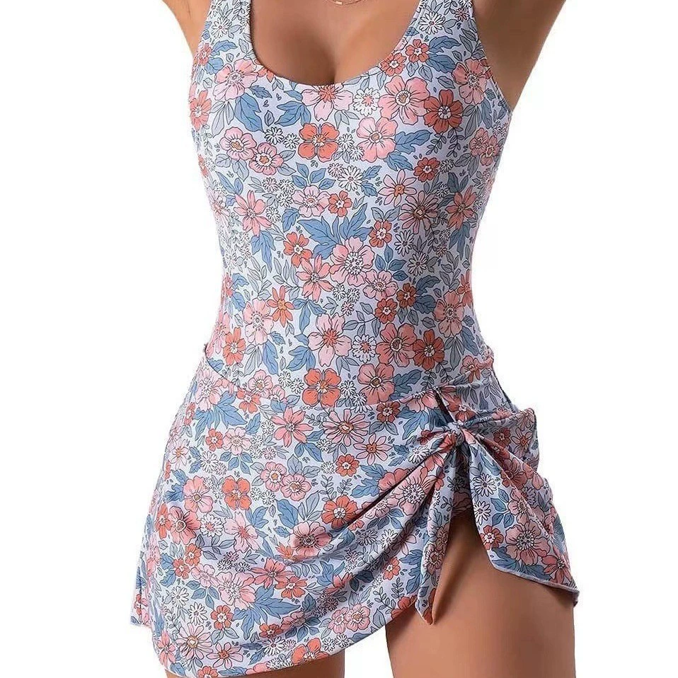 One-Piece Swimdress with Side Tie and Scoop Neck view 4