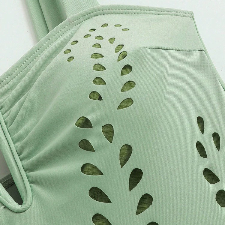 V-Neck Laser Cut One-Piece Swimsuit with Matching Maxi Skirt view 4