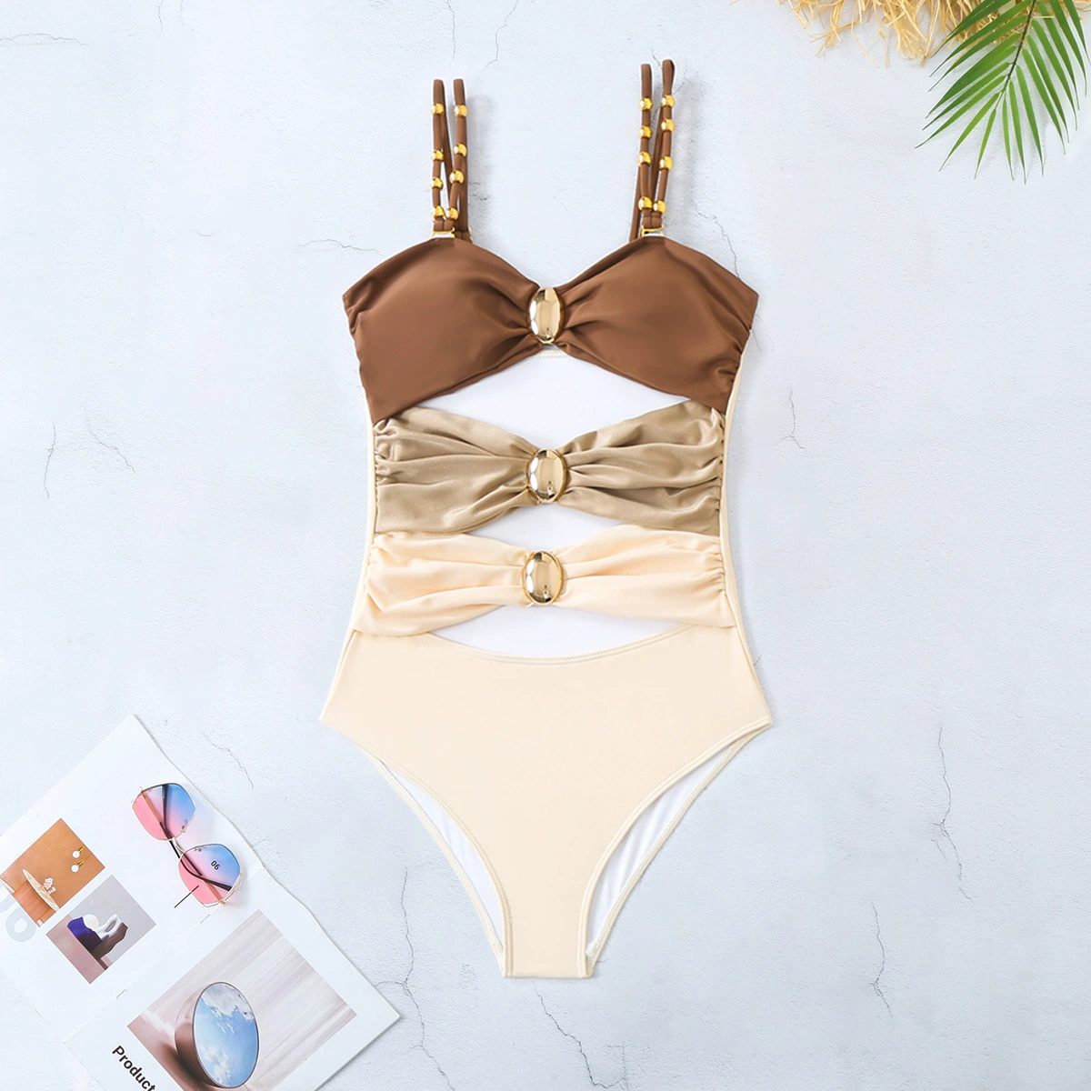 Cutout One-Piece Swimsuit and Skirt Set view 6