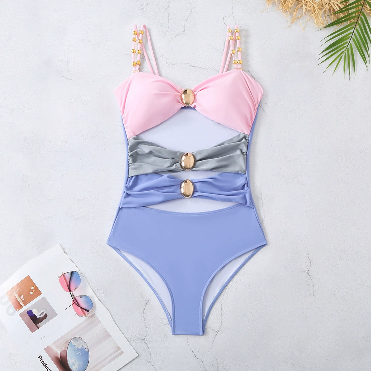 Cutout One-Piece Swimsuit and Skirt Set view 8