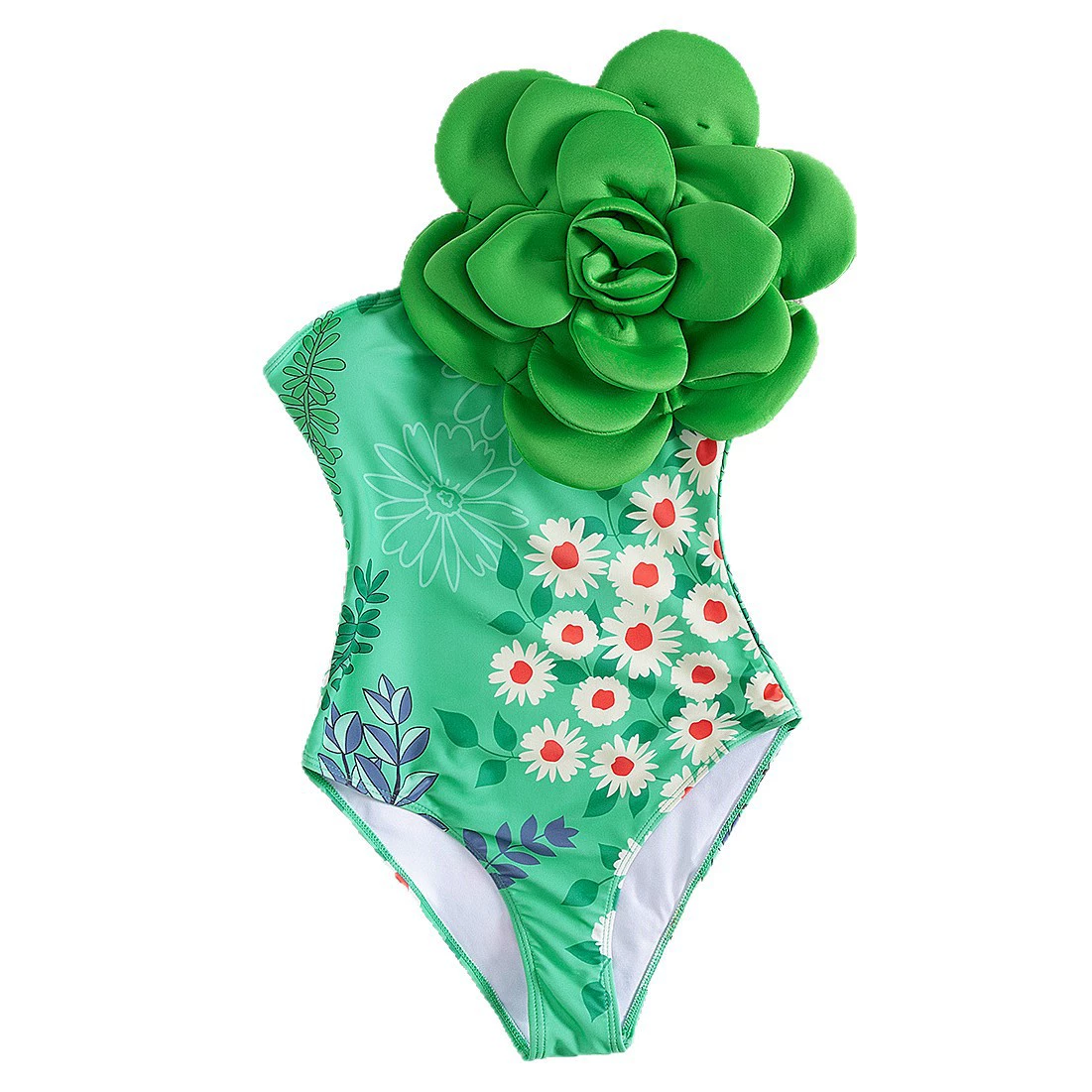 One-Shoulder One-Piece Swimsuit with 3D Applique view 5