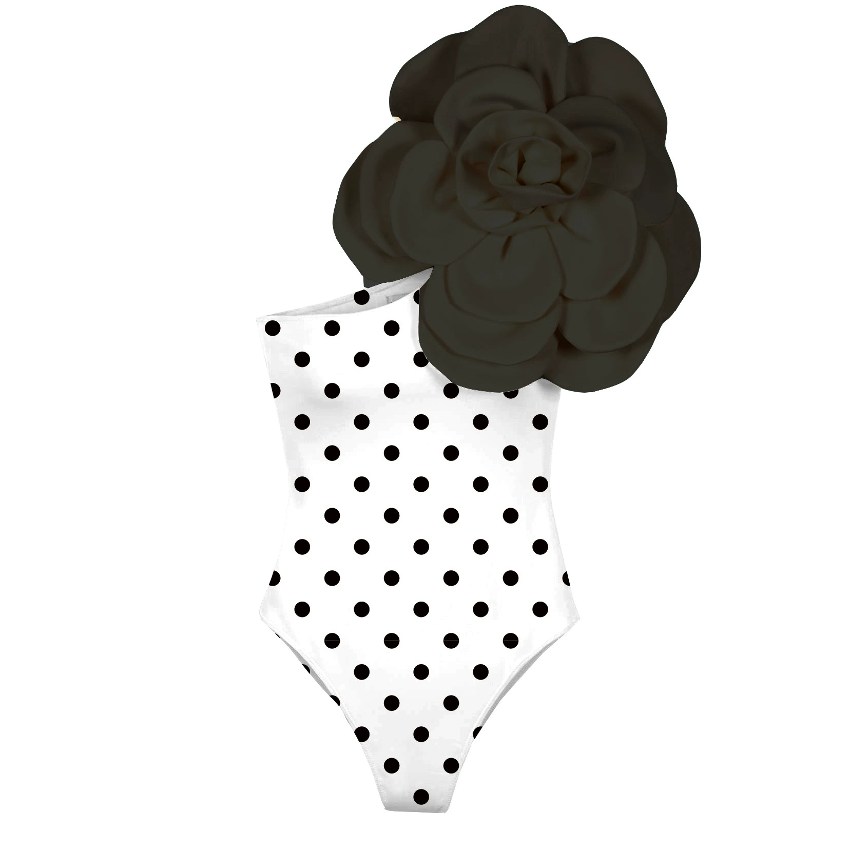 One-Shoulder One-Piece Swimsuit with 3D Applique view 6