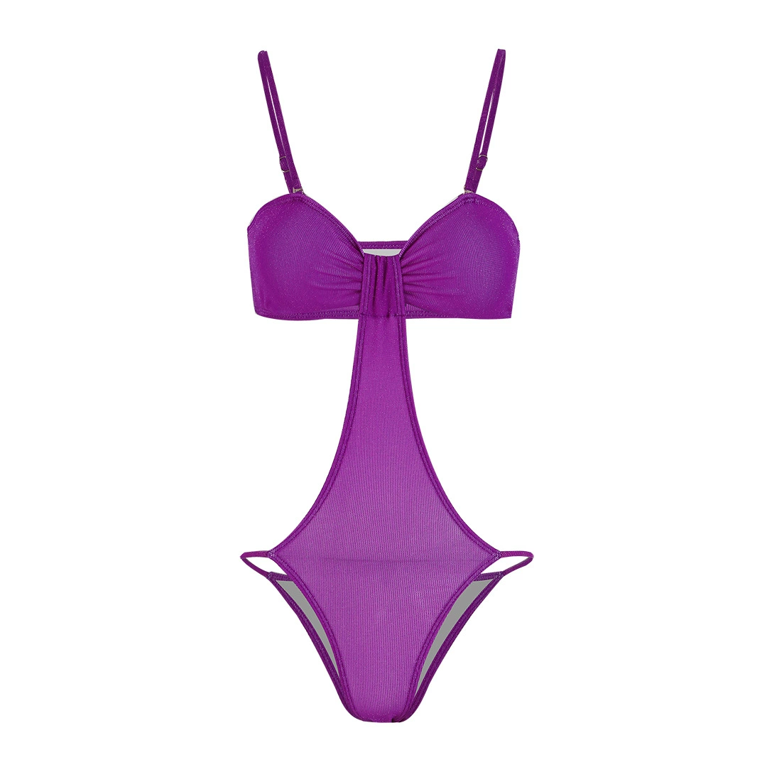 Two-Piece Swimsuit Set with Cutout One-Piece and Long Skirt view 3