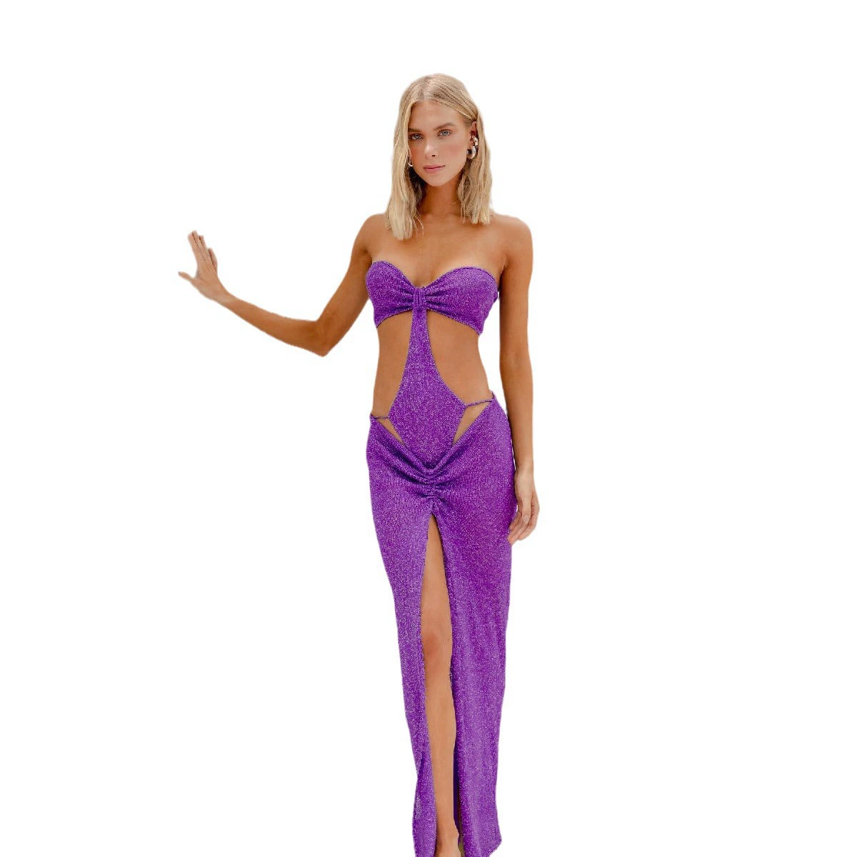 Two-Piece Swimsuit Set with Cutout One-Piece and Long Skirt view 5