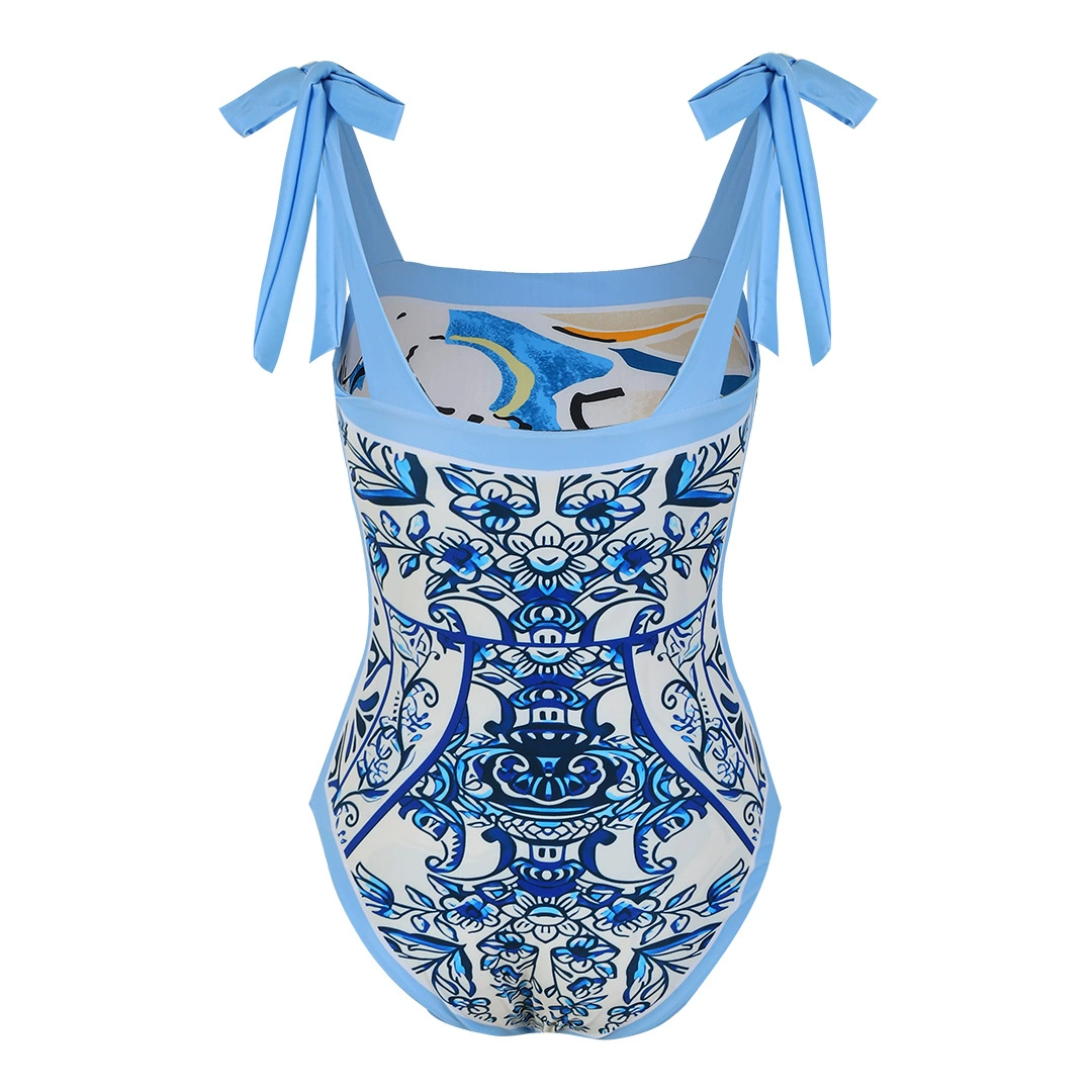 Reversible One-Piece Swimsuit with Tie Shoulder Straps view 3