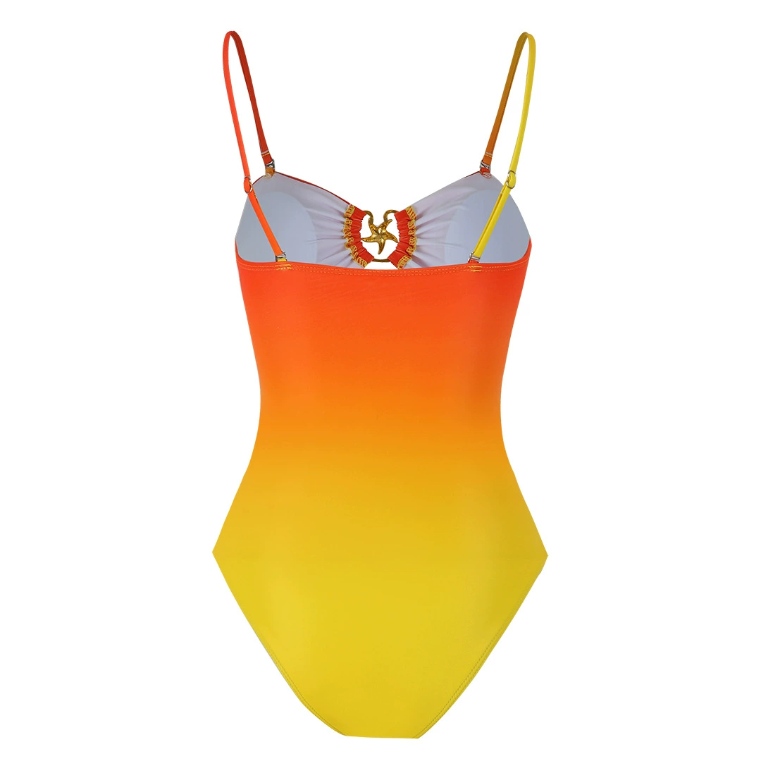 One-Piece Swimsuit with Cutouts and Star Rings view 3