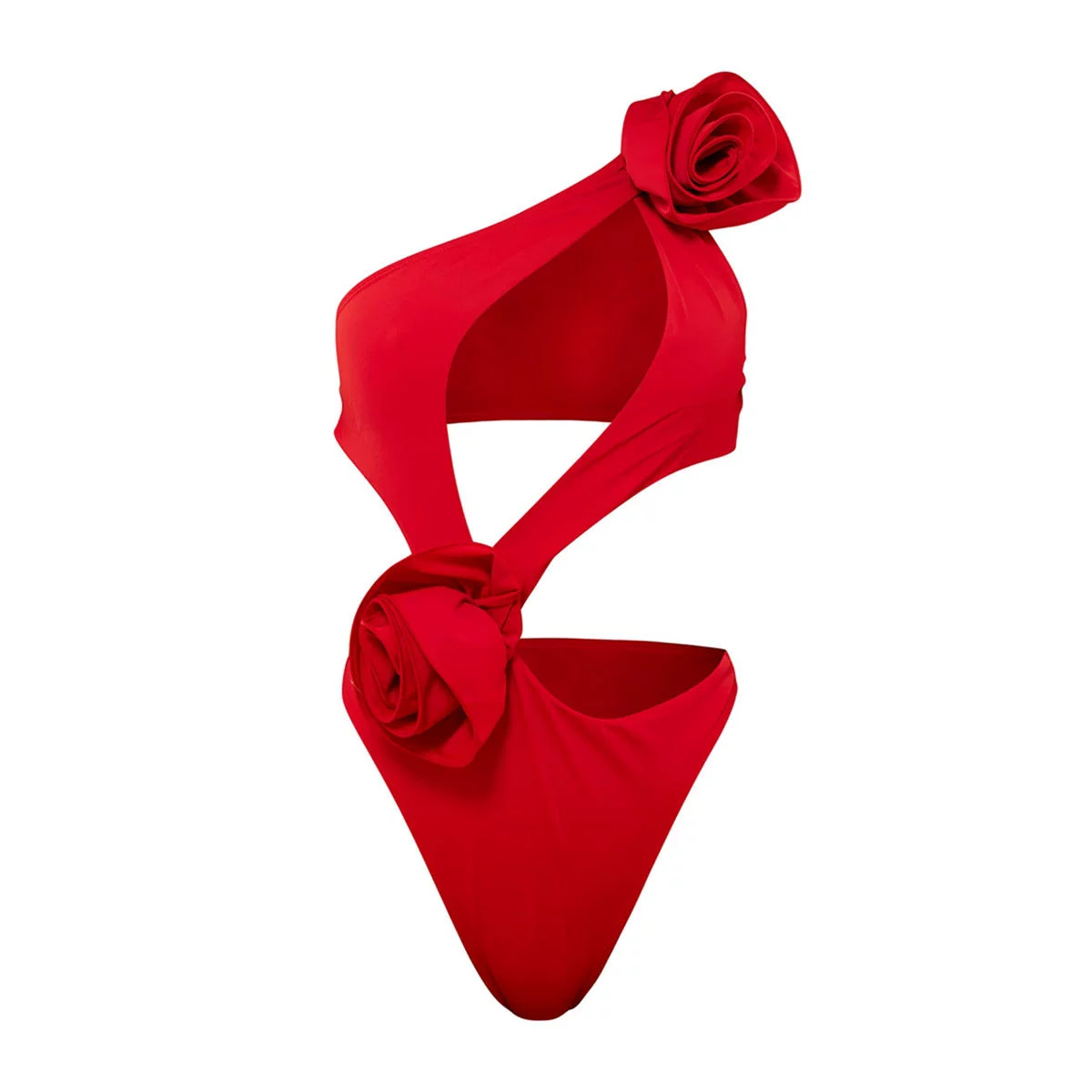 One-Shoulder Cutout Swimsuit and Rosette Skirt Set view 6