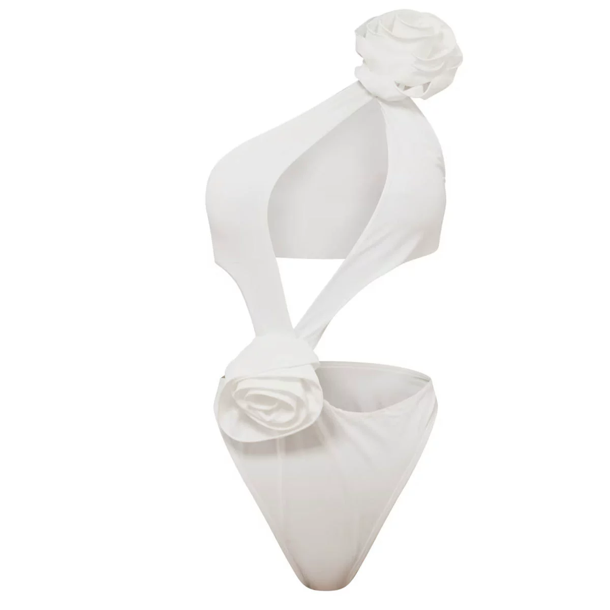 One-Shoulder Cutout Swimsuit and Rosette Skirt Set view 7
