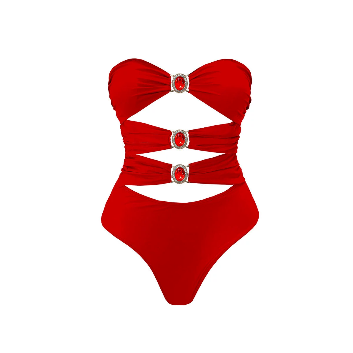 Jeweled Strapless Cutout One-Piece Swimsuit view 4