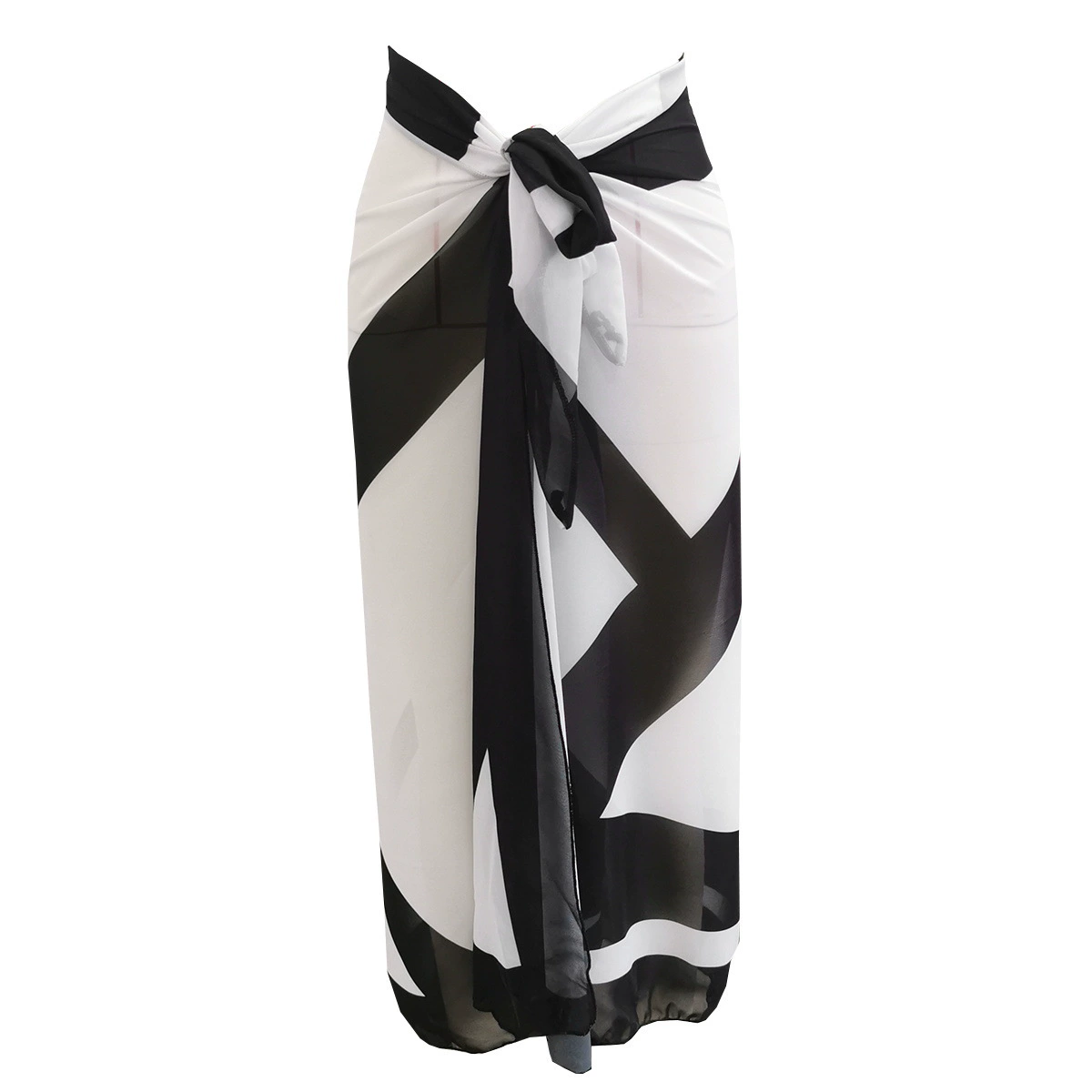 Zipper Front One-Piece Swimsuit with Sarong view 4