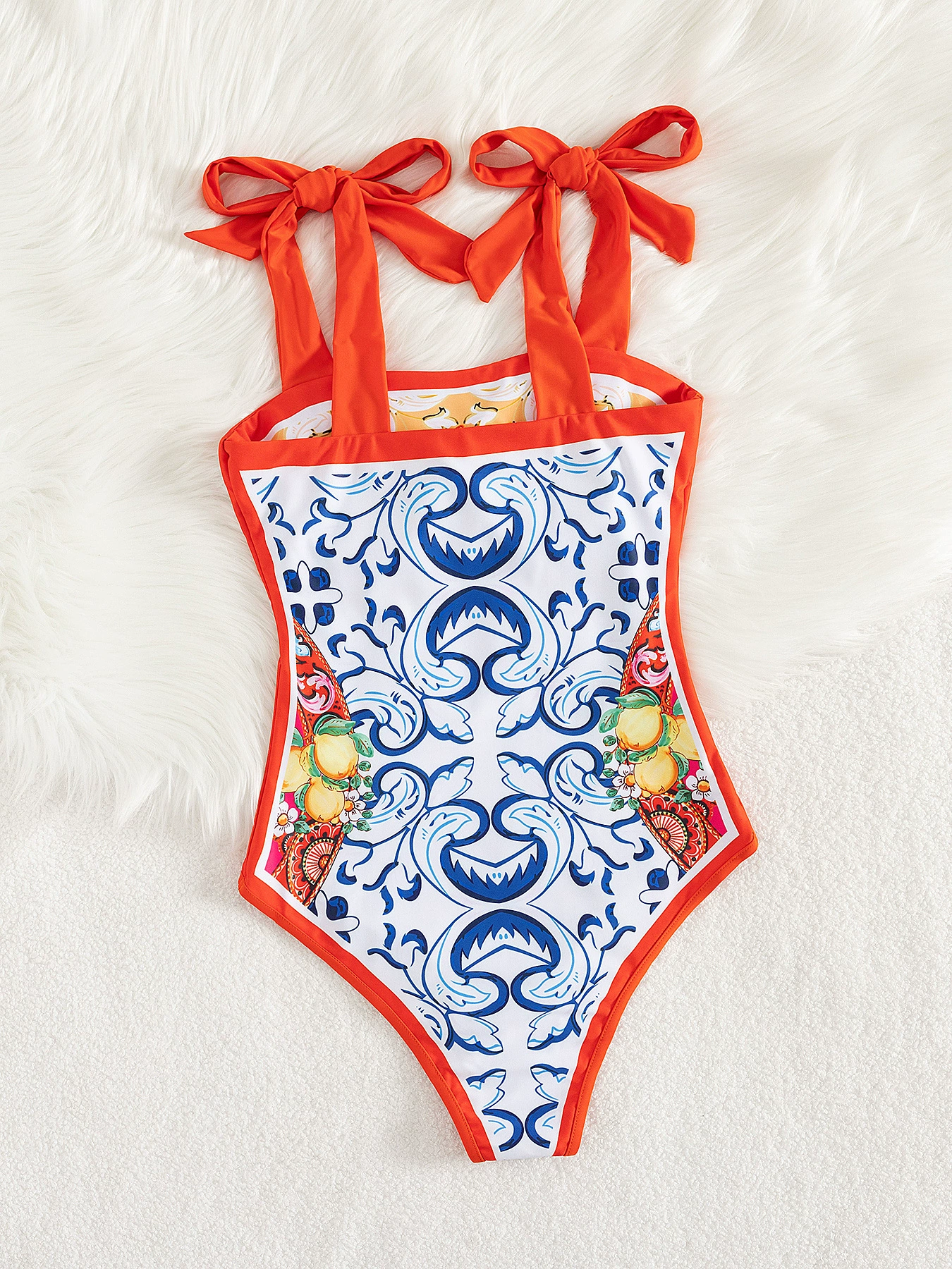Reversible Tie-Shoulder One-Piece Swimsuit